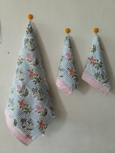 Juego de toalla de baño de algodón orgánico estampada a mano y 2 toallas de mano en tela de algodón tipo gofre, de alta absorción, suave para la piel, para el hogar. - Product Image 3