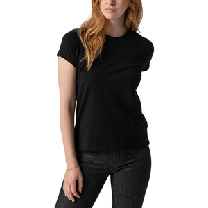 Women's Black Crew Neck Short Sleeve <b>T</b>-<b>Shirt</b> Slim Fit 100% Cotton Jersey Solid Color Casual All Seasons Wear 2026 - Product Image 1
