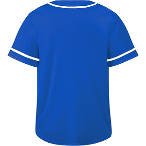 Maillot de baseball bleu personnalisé unisexe à manches courtes avec boutons sur le devant, en polyester anti-humidité, vêtements de sport pour adultes - Product Image 2