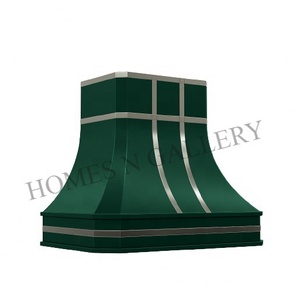 Campana Extractora de Cocina de Acero Inoxidable Montada en Pared con Acabado Patinado Verde Antiguo para Isla de Cocina - Product Image 1