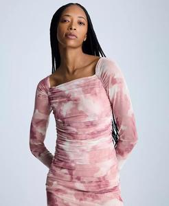 Abito a maniche lunghe con increspatura stampata da donna | Kenneth Cole - Product Image 4