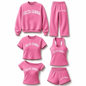Ensemble décontracté pour femmes, sweat-shirt et pantalon assortis avec impression personnalisée de sororité - Product Image 1
