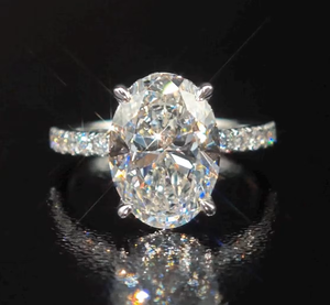 แหวนหมั้นเพชรทรงรี OVAl ผลิตในห้องปฏิบัติการ ได้รับการรับรอง แหวนทอง 14K สำหรับผู้หญิง - Product Image 1