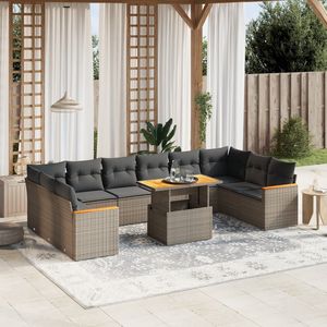 Conjunto de Sofá de Jardín de Ratán PE Gris con Reposabrazos Ajustables Grandes, Cómodo y Elegante - Product Image 2