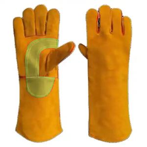 Guantes de palma de cuero de vaca reforzado para soldadura industrial y seguridad, con forro de algodón para soldadores y operarios de tuberías. - Product Image 3