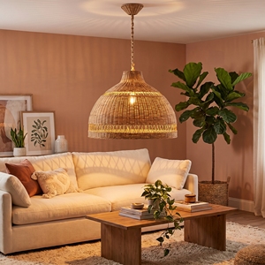 <b>Bamboo</b> Lampshade with Decorative Rattan Hanging Lampshade for Home Interior Lighting Pendant Ceiling Lighting and Light Covers - Product Image 5