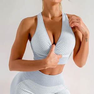 Soutien-gorge de sport push-up personnalisé pour femme, extensible dans quatre directions, dos croisé, haut de sport uni, vêtement de fitness pour la gym, soutien-gorge de sport pour femme - Product Image 2