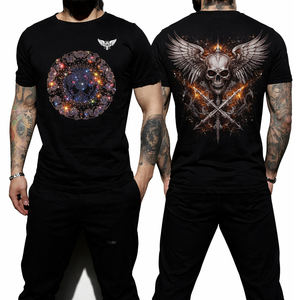 Camiseta Gráfica Personalizada 2026 para Hombre con Pedrería, Algodón, Manga Corta, Calavera de Cristal, Estilo Urbano, Cuello Redondo, OEM Personalizado, Venta al por Mayor - Product Image 1