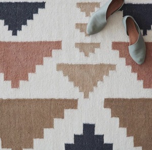 Wool Geometric Tribal Kilim Flatweave Thin Area <b>Rug</b> | Wrinkle Stain Resistant <b>Boho</b> Southwestern Carpet Living Room Bedroom Home - Product Image 4