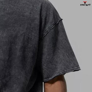 เสื้อยืดสตรีทแวร์คุณภาพสูง ล้างสีแบบแอซิดวอช ผ้าฝ้าย 100% สำหรับผู้ชาย ออกกำลังกายและสวมใส่สบายๆ ระบายอากาศได้ดี แห้งเร็ว - Product Image 4