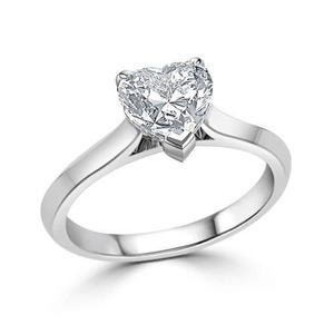 Bague d'anniversaire en or blanc avec diamant naturel de forme cœur solitaire de 2,25 carats - Product Image 4