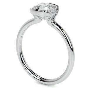 <b>Cushion</b> Cut 1.25 Carat Moissanite Engagement Ring Half Bezel Set Solitaire Promise Ring 10K White Gold Ring <b>For</b> Her - Product Image 4