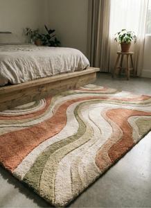 Luxury Modern <b>Abstract</b> Wavy Pattern Wool Plush Area Rug Soft Living Room Bedroom Floor Home Decor - Product Image 3