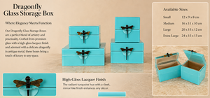 Luxury Minty Mirror <b>Glass</b> Decorative Storage Box Set Dragonfly <b>Knob</b> Premium Jewelry Vanity Organizer Boxes Home Decor Lacquer - Product Image 3