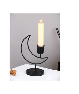 Porte-bougie en fer finition noire, accessoire décoratif pour la maison, pour cheminées, étagères et présentoirs de table à manger - Product Image 1