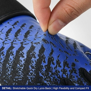 Full Finger Football Gloves <b>Blue</b> Black Sublimation Print Non Slip Outdoor Sport Unisex All Seasons Hook And Loop Closure - Product Image 5