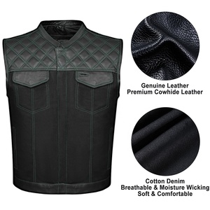 Gran oferta Chaleco de cuero para motocicleta para hombre negro clásico Vintage cómodo Club Riding Biker chalecos con múltiples bolsillos - Product Image 2