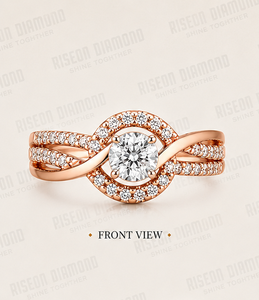 <b>Infinity</b> Halo Diamond Engagement Ring <b>Rose</b> Gold Elegant Crossover Pavé Round Cut Fine Bridal Jewelry Modern Anniversary Gift - Product Image 2