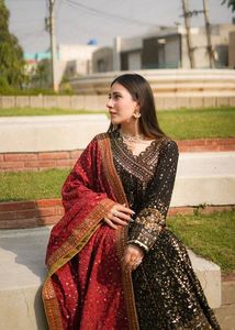 Ropa india y pakistaní, elegante salwar kameez rosa bordado, vestido de novia largo hasta el suelo para mujer, India, Pakistán, estilo indio regular. - Product Image 6