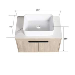 Design moderno 30 \ "bianco rovere da bagno a parete morbida porta chiusa lavabo in ceramica Set 2 pezzi KD-TOP-BAB110MOWH da imballaggio - Product Image 5