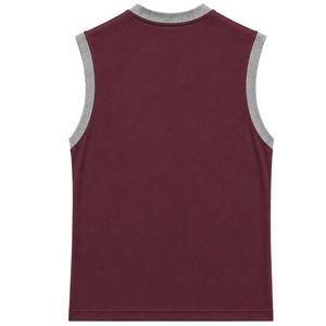 Débardeur sans manches marron et gris avec motif tête de lion en relief, gilet en coton personnalisé pour homme, col rond, mode streetwear de luxe - Product Image 2