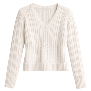 Suéter de punto texturizado con cuello en V para mujer, manga larga, corte ajustado, informal, elegante, suave y cálido, para el trabajo, estilo de uso diario - Product Image 1