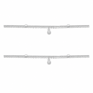 Bracelet chaîne superposée en argent sterling 925 pour femme, finition polie, motif géométrique, design minimaliste, pour usage quotidien, fête, anniversaire - Product Image 3