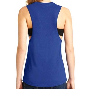 Camiseta sin mangas de punto de color liso con cuello redondo para mujer, estilo casual, longitud regular, azul - Product Image 2