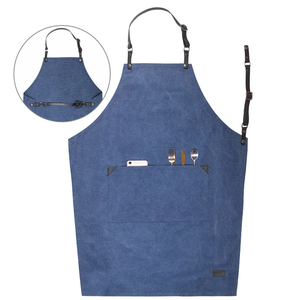 PU Leather Bib <b>Apron</b> with Adjustable Waist and Multiple Pockets for Barbers and Pet Groomers Daily Workwear Classic Style - Product Image 1