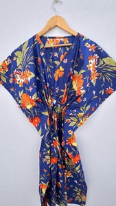 New Style Cotton Women Dress Women <b>Kaftan</b> Indian 100 % Pure Cotton Hand Block Print Floral Maxi Beach Cover Sleepwear <b>Kaftan</b> - Product Image 2