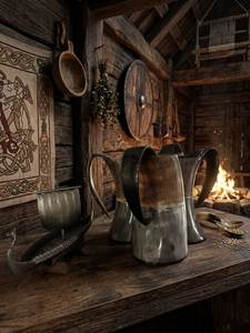 Mug authentique en corne de Viking – Tasse traditionnelle pour hydromel et café, vaisselle réutilisable en bambou écologique, idéal pour les foires - Product Image 5