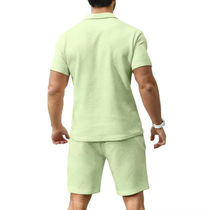 Conjunto de Camiseta y Pantalones Cortos de Verano para Hombre, de Dos Piezas, de Poliéster/Algodón Transpirable, Negro, de Lujo, con Logotipo Personalizado de Alta Calidad - Product Image 6