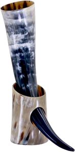 Ox <b>Drinking</b> <b>horn</b> Viking <b>Horn</b> With customized size AND STYLE genuine leather holder - Product Image 5