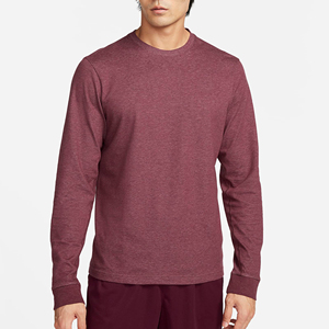 T-shirts décontractés pour hommes à col montant, coupe régulière, manches longues, en tissu polaire à motif uni, mélange polyester-coton, style streetwear - Product Image 1