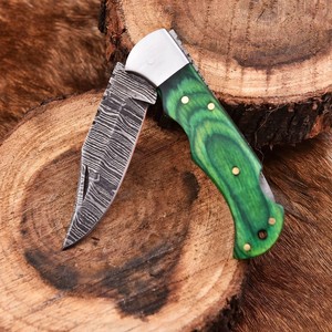 Nordic Forge Damascus Steel Folding <b>Knife</b> Back <b>Lock</b> Pakka wood Handle Sheath Pocket EDC Camping Hunting <b>Knife</b> - Product Image 4