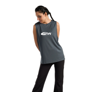 เสื้อกล้ามออกกำลังกายโยคะสำหรับผู้หญิง OEM/ODM ระบายอากาศได้ดี ทรงหลวม สายไขว้หลัง โลโก้ด้านหน้าปรับแต่งได้ สไตล์ Y2K ชุดออกกำลังกาย - Product Image 4