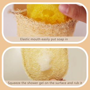 Natural Loofah Soap Bag <b>Body</b> <b>Scrub</b> Sponge Soft Fibrous Bath Cleaning Pad Exfoliating Skin Care for Shower - Product Image 6