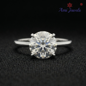 Anillo de Diamantes de Lujo para Mujer, Oro Blanco de 10K, Certificado IGI, con Piedras Engastadas en Puntas, para Bodas y Fiestas - Product Image 1