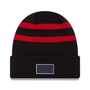 Gorro de Punto a Rayas Rojas y Negras, Gorro de Invierno Unisex, Talla Adulto 56-58CM, Material Acrílico, Diseño con Puño - Product Image 1