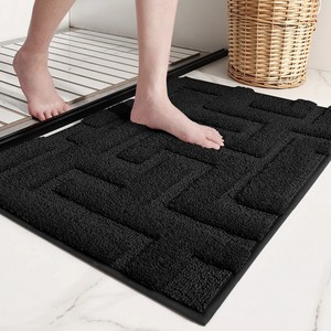 Serviette de bain blanche personnalisée avec logo brodé, tapis de bain en coton éponge pour hôtel - Product Image 1