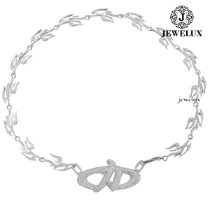 Export Quality <b>Statement</b> <b>Necklace</b> Moissanite Letter Design 925 Silver Rhodium Plated Luxury Party Jewelry Unisex From India - Product Image 4