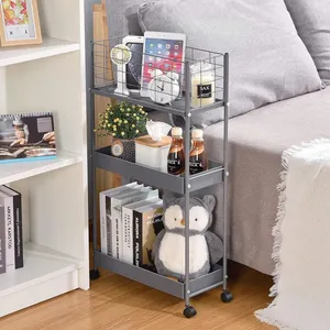 Modern Industrial Ceramic Rolling Utility Cart with <b>Wire</b> <b>Basket</b> Top Two Shelves Eco-Friendly American Style for Kitchen Storage - Product Image 2