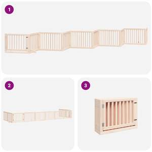 Juego de 10 puertas plegables grandes para perros de madera de álamo maciza color marrón claro, vallas y corrales para mascotas - Product Image 5