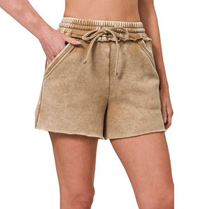Shorts para Mujer Hechos a Medida al Por Mayor a Precio Económico, Shorts con Estampado por Sublimación y Lavado Ácido de Manga Corta - Product Image 1