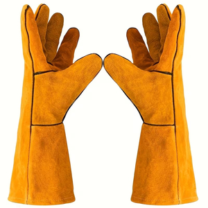 Top Quality Deer Skin Leather Mechanic <b>Gloves</b> Yellow Color Full Finger Safety <b>Long</b> Cuff Working <b>Gloves</b> For Men's - Product Image 4
