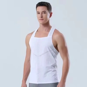 Mens Workout Lightweight Bonded Square Knitted Tank Top Breathable Sports Vest Polyester Quick Dry Marathon <b>Running</b> <b>Singlet</b> - Product Image 5