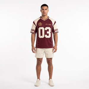 Jersey de Fútbol Americano Color Borgoña Crema para Hombre, Personalizado 03, Ropa Deportiva, Uniforme de Equipo, Ropa de Alto Rendimiento, Venta al Por Mayor - Product Image 1