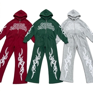High Quality Lightweight Breathable Solid Acid Wash Sweatpants Hoodie Set Custom Logo <b>Vintage</b> <b>Tracksuit</b> Training Wear Terry - Product Image 4