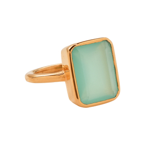 Aqua Chalcedony Silver Rings Gold Plated 925 Sterling Silver Collet Set Handmade Jewelry Rings 15x12mm Bulk Rings Bulk Suppliers - Product Image 3