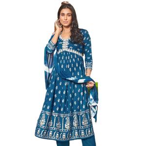 Impresión digital de rayón con bordado y colección de vestidos de corte Nazarene Dupatta Alia - Product Image 2